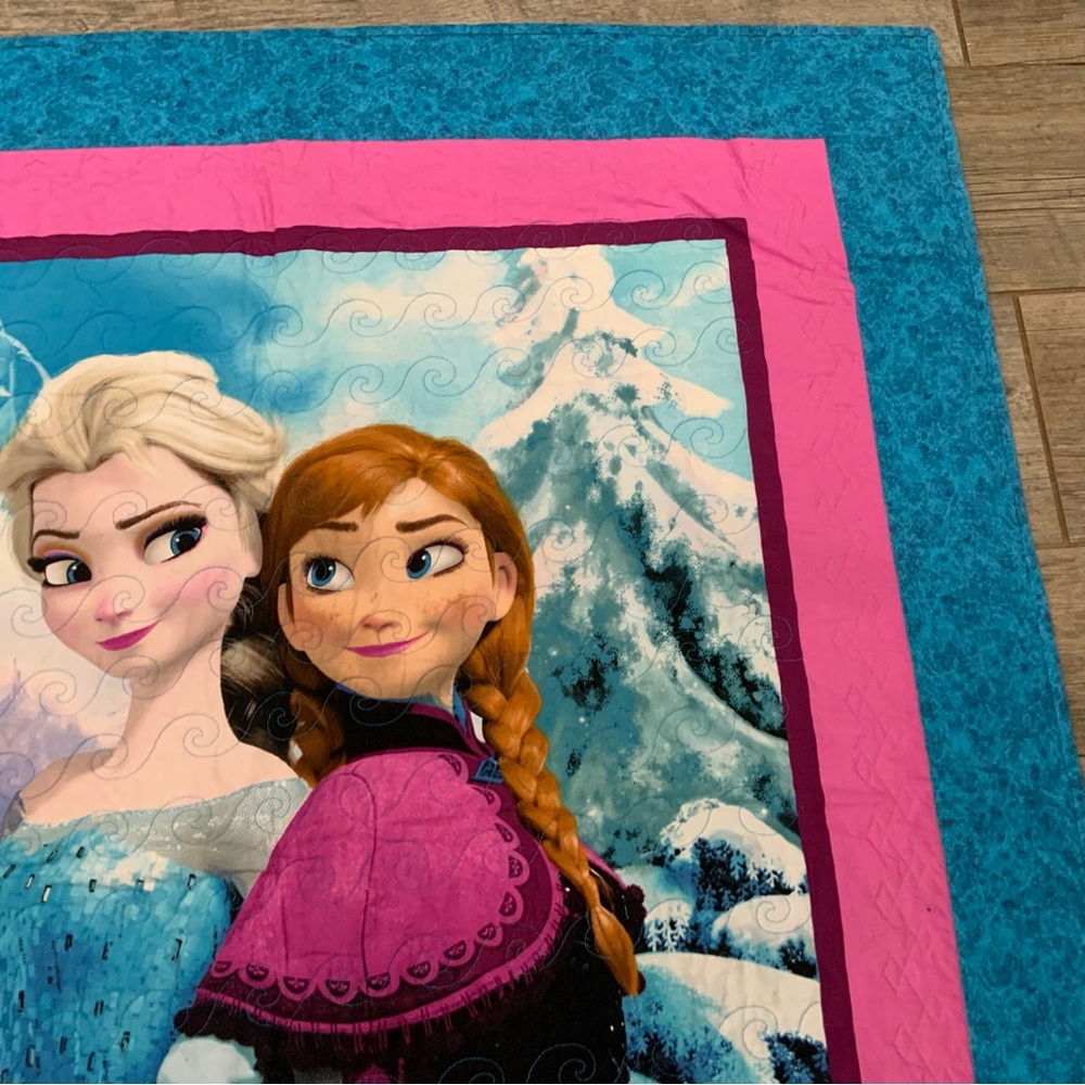 Disney Frozen Anna Elsa Handmade Patchwork Quilt 49x41” Lap Throw Display Crib - Picture 6 of 13
